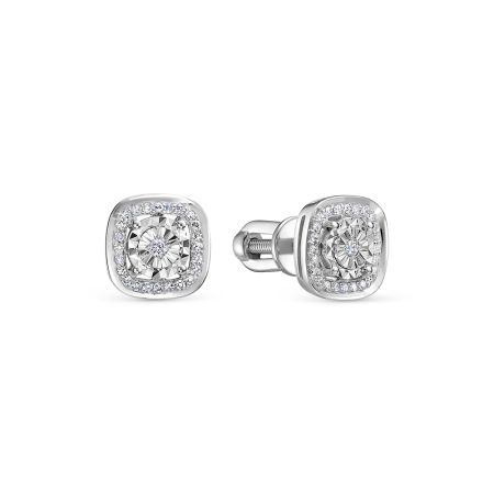 Серьги-пусеты с 50 бриллиантами из белого золота 146458