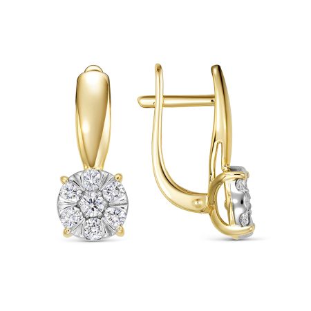 Серьги с 14 бриллиантами из лимонного золота 142823