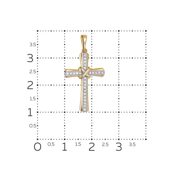 Декоративный крест с 26 бриллиантами 0.13 карат из красного золота 118193