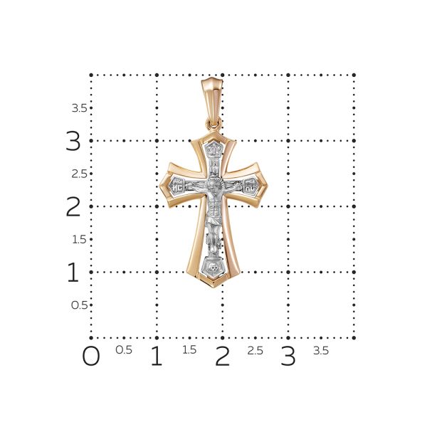 Православный крест с бриллиантом 0.007 карат из комбинированного золота 79446