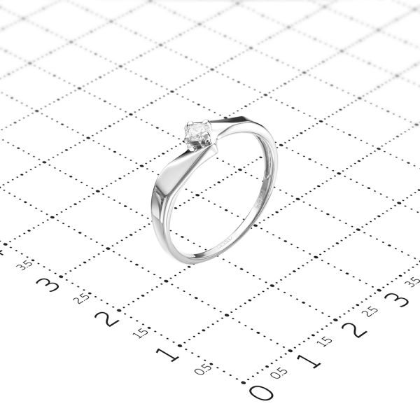 Кольцо с бриллиантом 0.095 карат из белого золота 49325