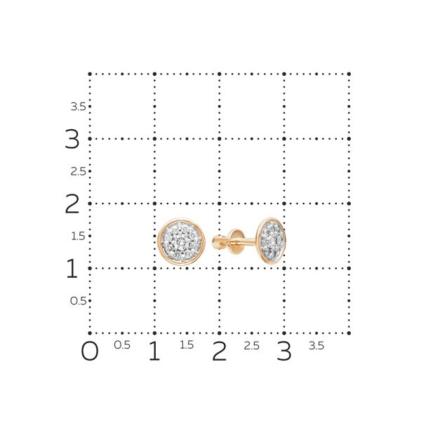Серьги-пусеты с 18 бриллиантами из красного золота 61645