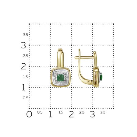 Серьги с изумрудами и 32 бриллиантами из лимонного золота 138862