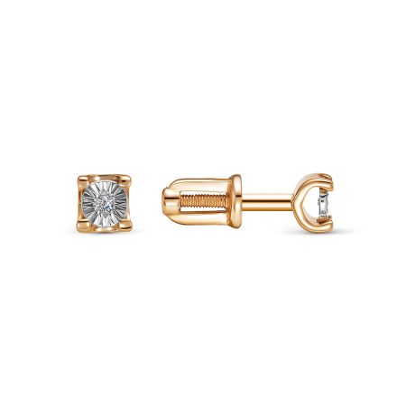 Серьги-пусеты с бриллиантами 0.014 карат из красного золота 142945