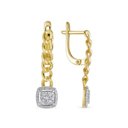 Серьги с 66 бриллиантами из лимонного золота 136935 Серьги с 66 бриллиантами из лимонного золота 136935