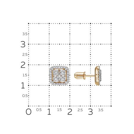 Серьги-пусеты с 58 бриллиантами из красного золота 131611