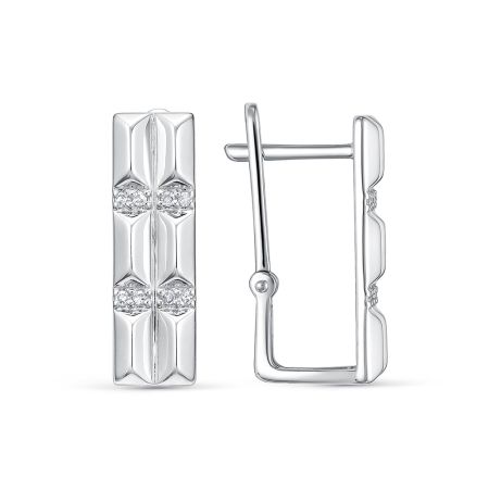 Серьги с 16 бриллиантами 0.08 карат из белого золота 138895 Серьги с 16 бриллиантами 0.08 карат из белого золота 138895