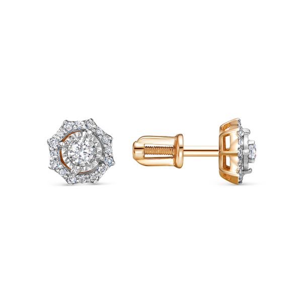 Серьги-пусеты с 34 бриллиантами из красного золота 137899