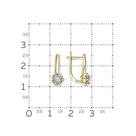 Серьги с 14 бриллиантами из лимонного золота 99764