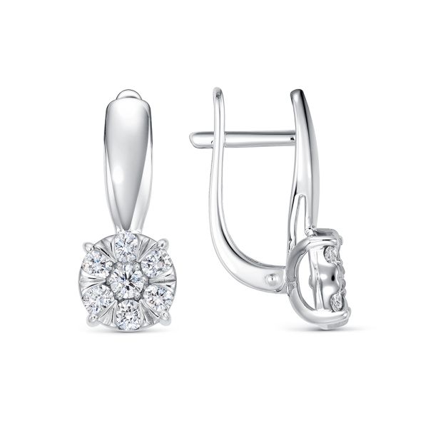 Серьги с 14 бриллиантами из белого золота 142822