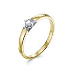 Помолвочное кольцо с бриллиантом 0.095 карат из лимонного золота 81715