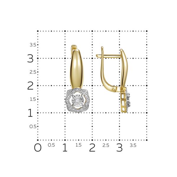 Серьги с 26 бриллиантами из лимонного золота 144603