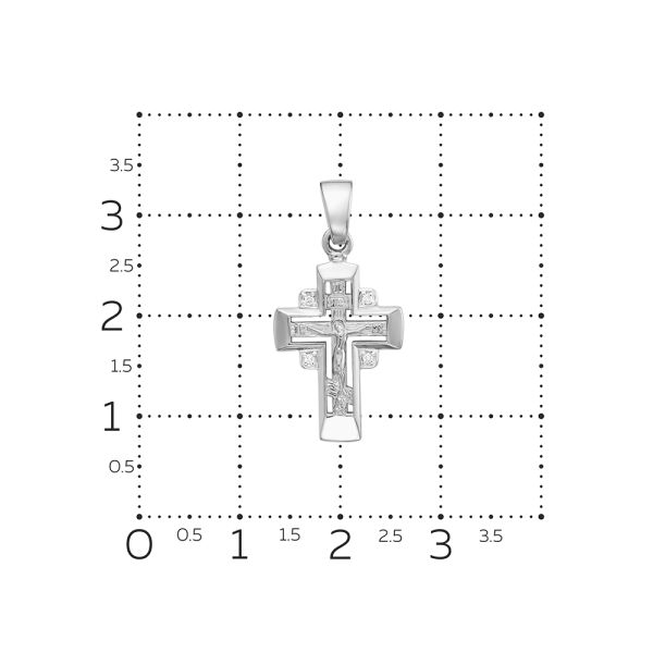 Православный крест с 4 бриллиантами 0.02 карат из белого золота 61925