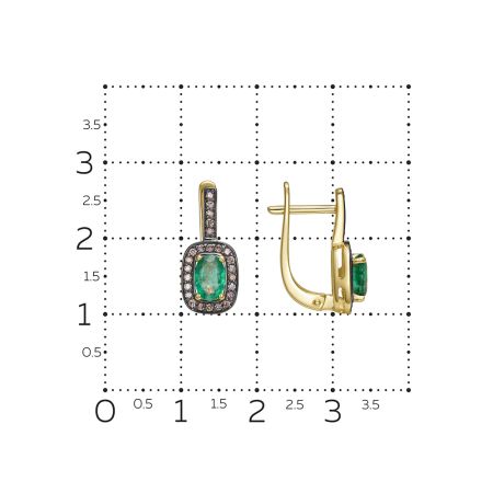Серьги с изумрудами, бриллиантами, из лимонного золота 148257