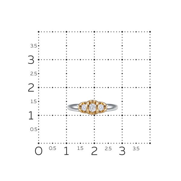 Кольцо с 3 бриллиантами из белого золота 67753