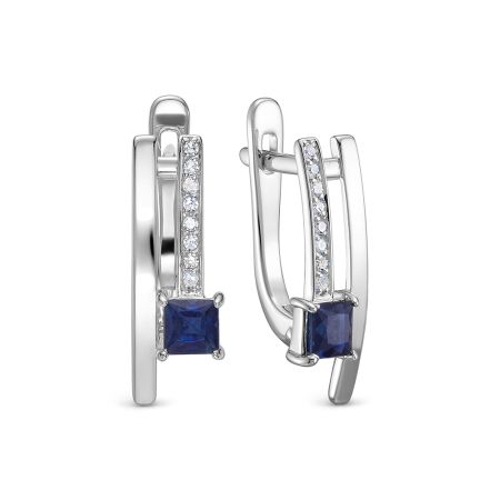 Серьги с сапфирами и 16 бриллиантами из белого золота 142845