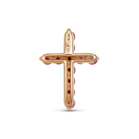 Декоративный крест с 11 рубинами из красного золота 77709