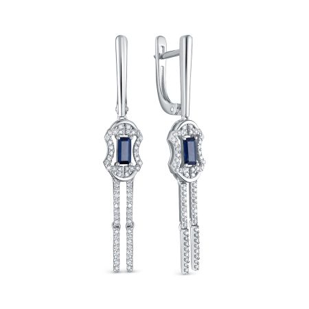 Серьги с сапфирами и 120 бриллиантами из белого золота 122860