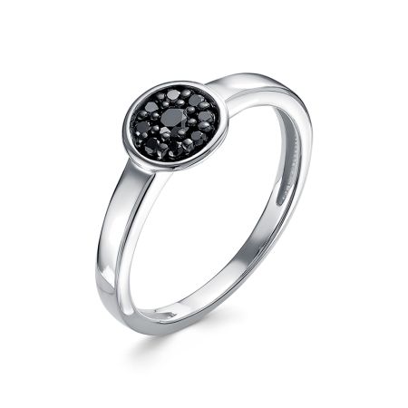 Кольцо с 9 черными бриллиантами из белого золота 82480