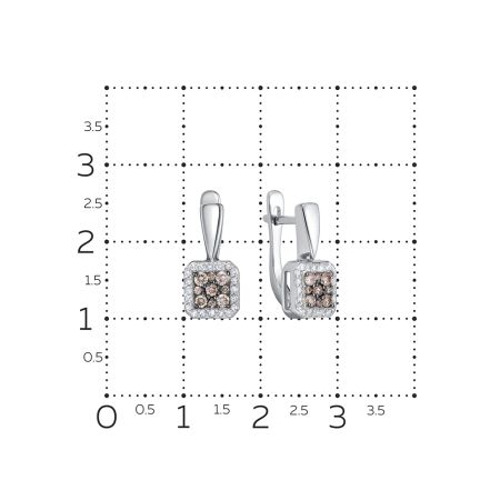 Серьги с 18 коньячными бриллиантами и 40 бриллиантами из белого золота 137513