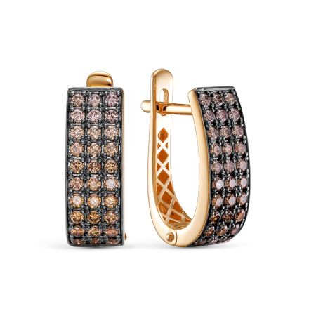 Серьги с 60 коньячными бриллиантами из красного золота 143667