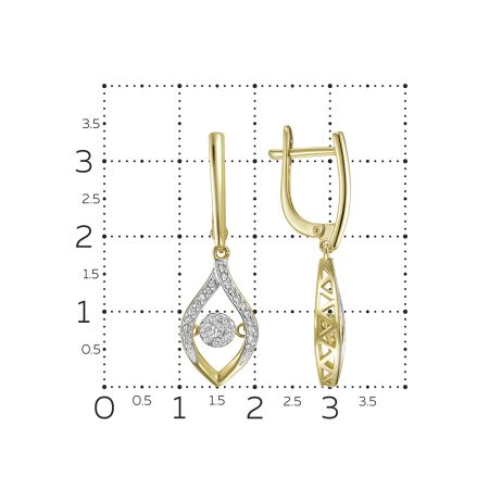 Серьги с 58 бриллиантами из лимонного золота 130502