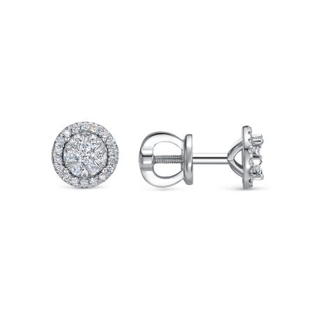 Серьги-пусеты с 50 бриллиантами из белого золота 142950