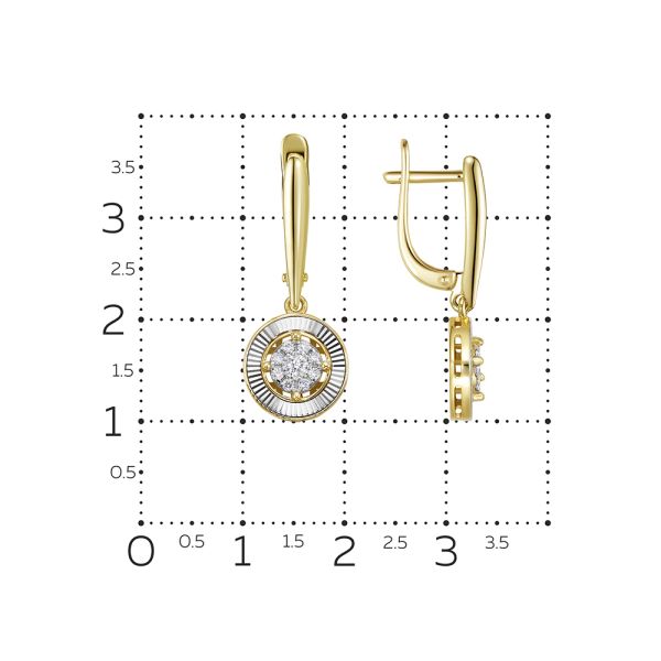 Серьги с 18 бриллиантами из лимонного золота 144586