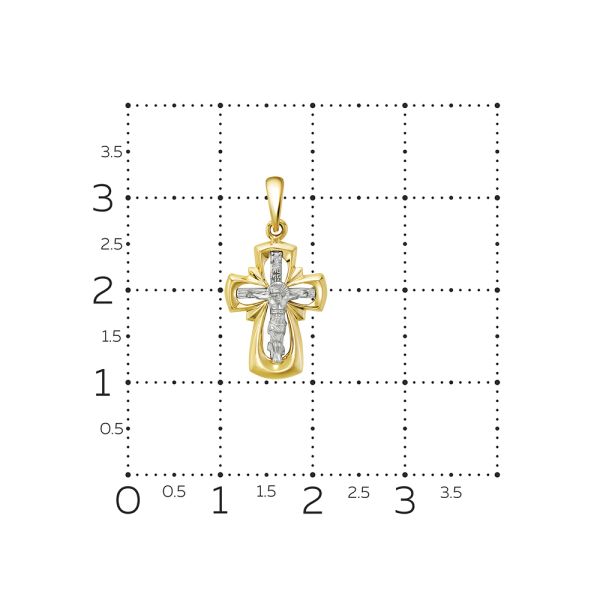 Православный крест с бриллиантом 0.005 карат из комбинированного золота 86361