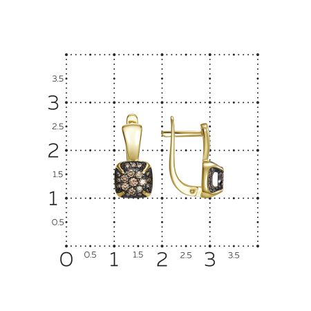 Серьги с 56 коньячными бриллиантами из лимонного золота 144587