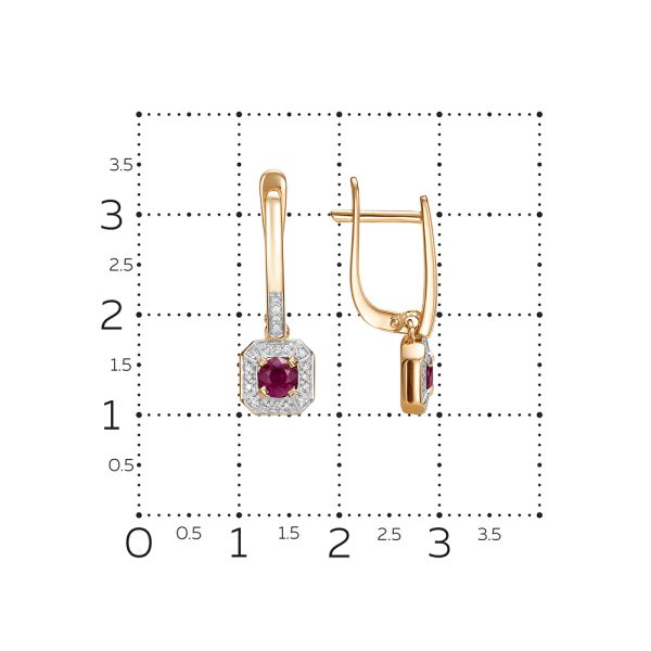 Серьги с рубинами и 40 бриллиантами из красного золота 146428