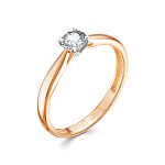 Помолвочное кольцо с бриллиантом 0.28 карат из красного золота 77053_15