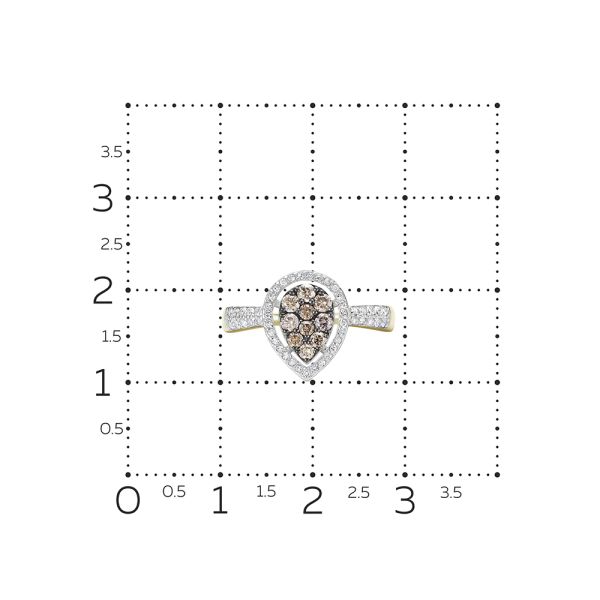Кольцо с 10 коньячными бриллиантами и 49 бриллиантами из лимонного золота 118655