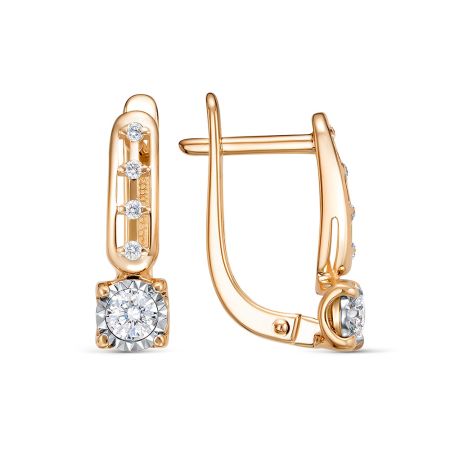 Серьги с 10 бриллиантами из красного золота 129590