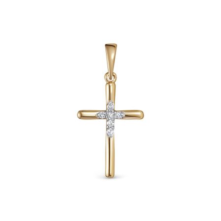 Декоративный крест с 6 бриллиантами 0.042 карат из красного золота 118206