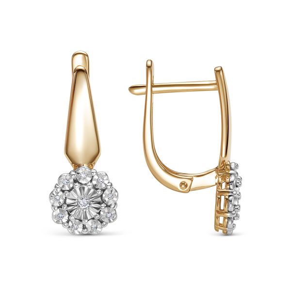 Серьги с 20 бриллиантами из красного золота 142808