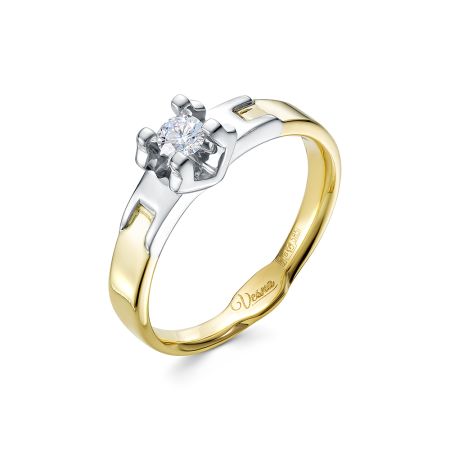Кольцо с бриллиантом 0.155 карат из комбинированного золота 84037