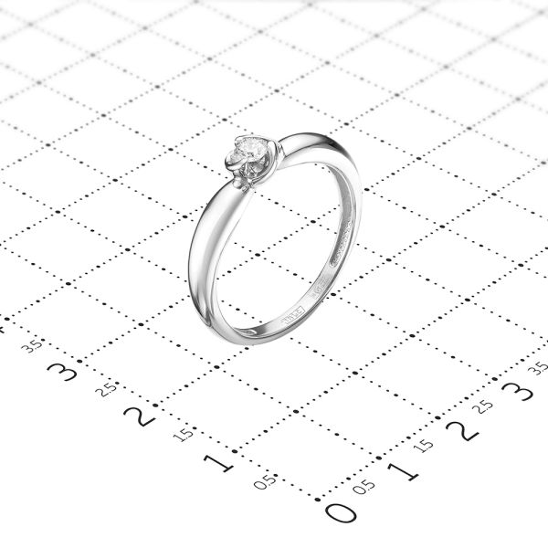 Кольцо с бриллиантом 0.095 карат из белого золота 55127