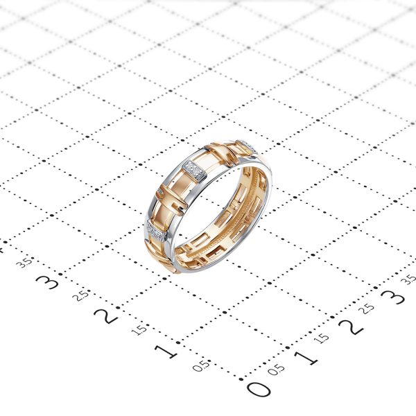 Кольцо с 12 бриллиантами 0.06 карат из комбинированного золота 91194