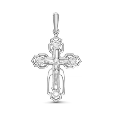 Православный крест с 4 бриллиантами 0.096 карат из белого золота 61913