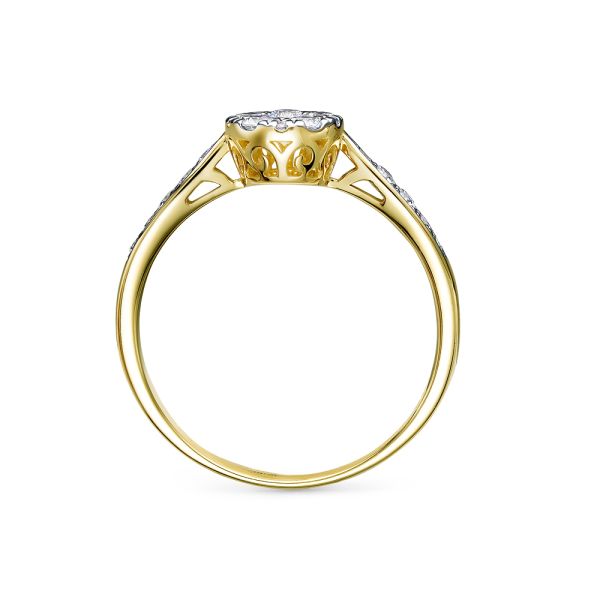Кольцо с 21 бриллиантом из лимонного золота 94012