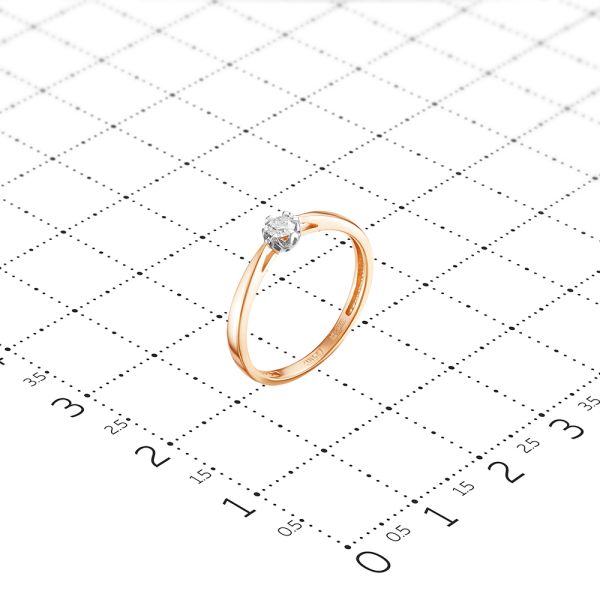 Кольцо с бриллиантом 0.095 карат из красного золота 54640