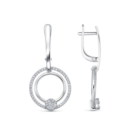 Серьги с 104 бриллиантами из белого золота 140793