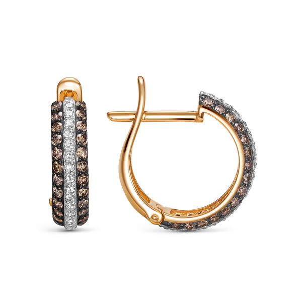 Серьги с 60 коньячными бриллиантами и 42 бриллиантами из красного золота 142862