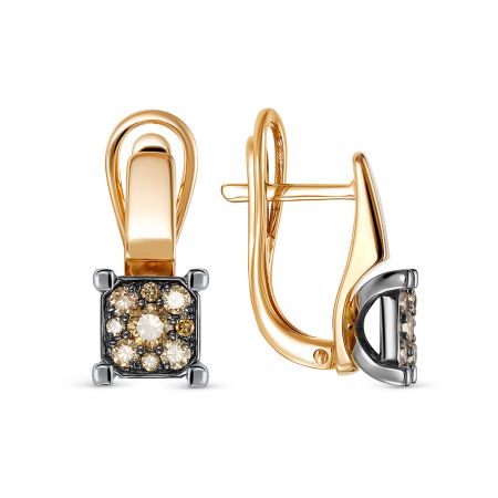 Серьги с 18 коньячными бриллиантами из красного золота 136370