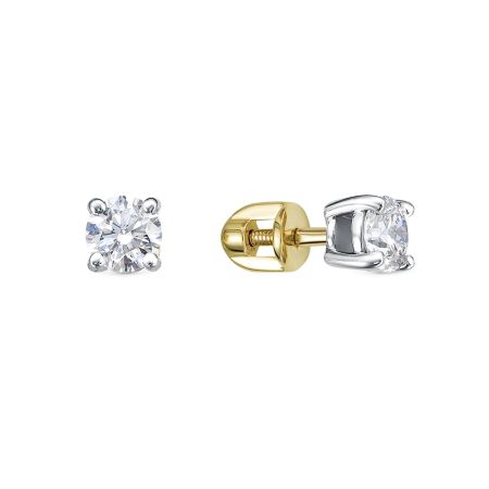 Серьги-пусеты с бриллиантами 0.7 карат из лимонного золота 98579
