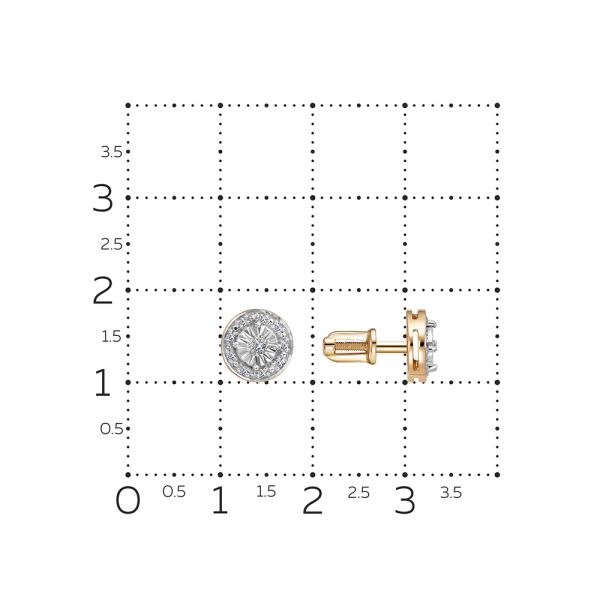 Серьги-пусеты с 20 бриллиантами из красного золота 143720