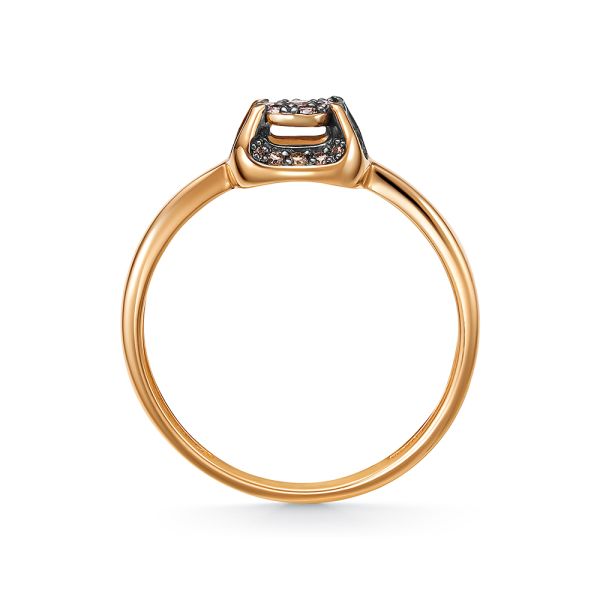 Кольцо с 28 коньячными бриллиантами из красного золота 141655