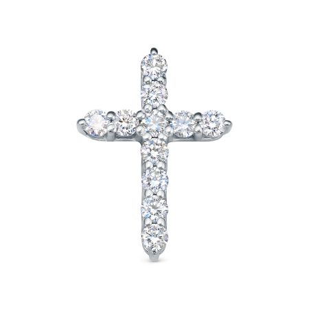 Декоративный крест с 11 бриллиантами 0.677 карат из белого золота 76473