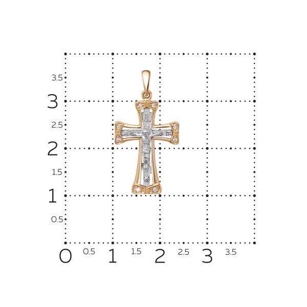 Православный крест с 8 бриллиантами из комбинированного золота 78139